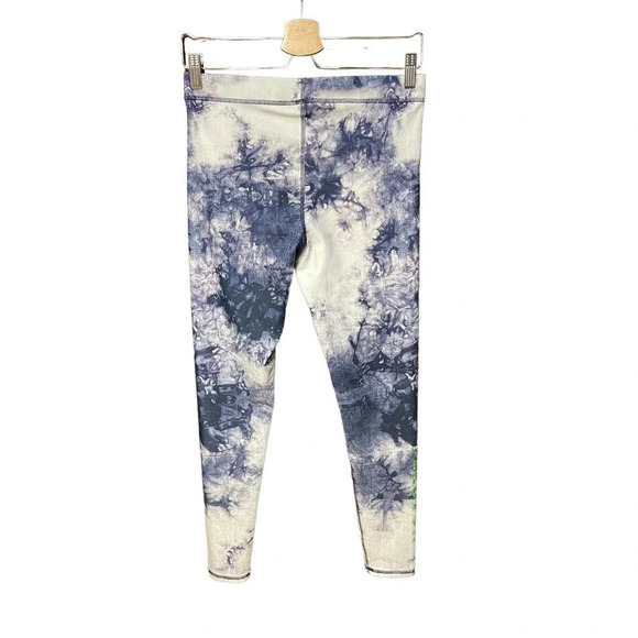 Terez x Peloton Navy Blue Tie Dye Leggings Green Logo Size Medium - Picture 5 of 8